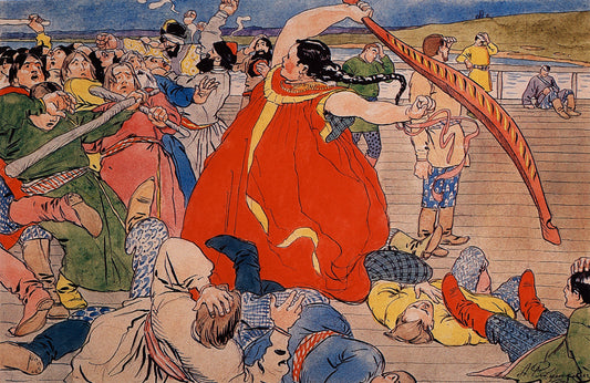 Girl Beating Novgorod Men by Andrei Petrovich Riabushkin,A3(16x12")Poster
