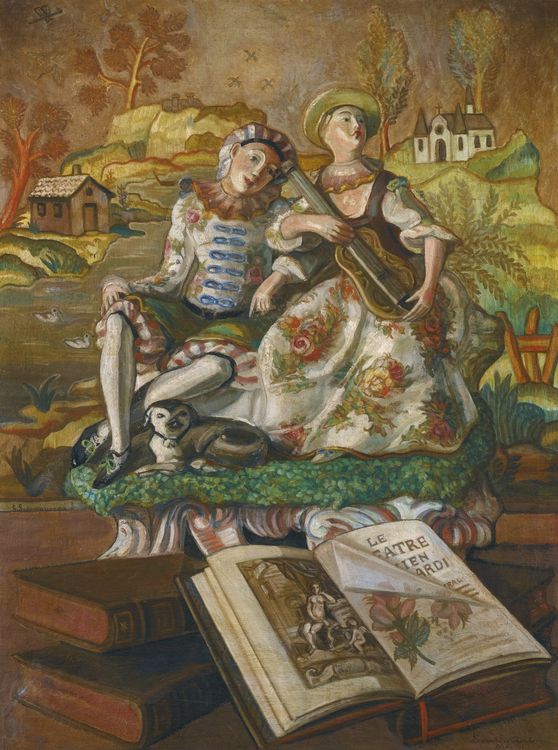 Still Life With Porcelain Figurines by Sergei Sudeikin,16x12(A3) Poster