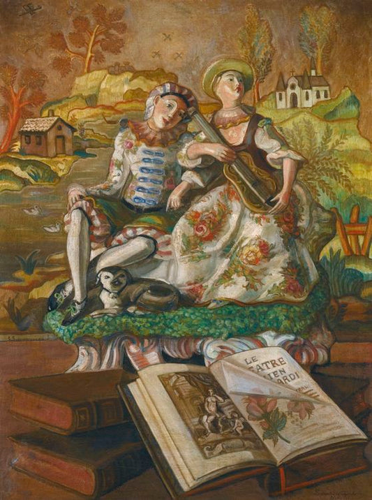 Still Life With Porcelain Figurines by Sergei Sudeikin,16x12(A3) Poster