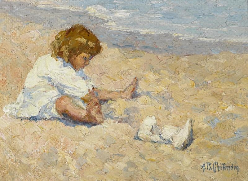 A Day on the Beach, vintage artwork by Alice B. Chittenden, 12x8" (A4) Poster