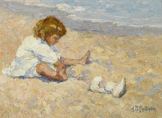 A Day on the Beach, vintage artwork by Alice B. Chittenden, 12x8" (A4) Poster