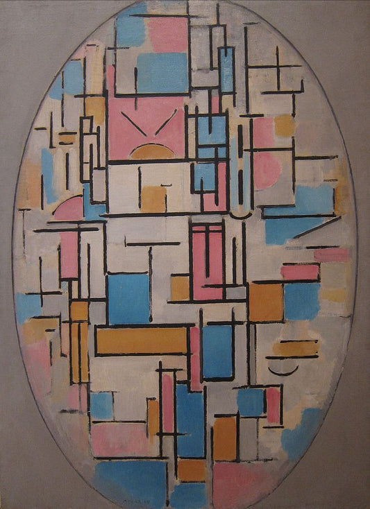 Composition in Oval with Color Planes 1, vintage artwork by Piet Mondriaan, 12x8" (A4) Poster