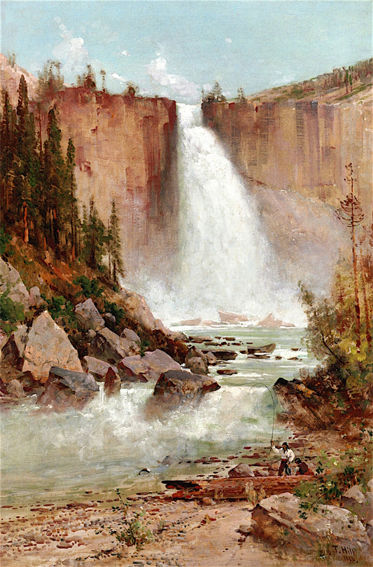 Falls of the Yosemite, vintage artwork by Thomas Hill, 12x8" (A4) Poster