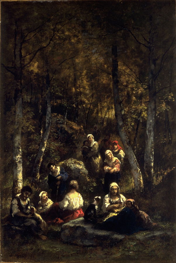 Gypsies in a Forest, vintage artwork by Narcisse Dìaz de la Peña, A3 (16x12") Poster Print