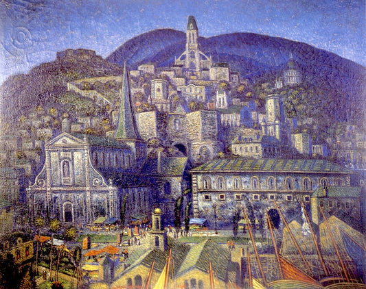 A Town in France #2, vintage artwork by Middleton Manigault, 12x8" (A4) Poster