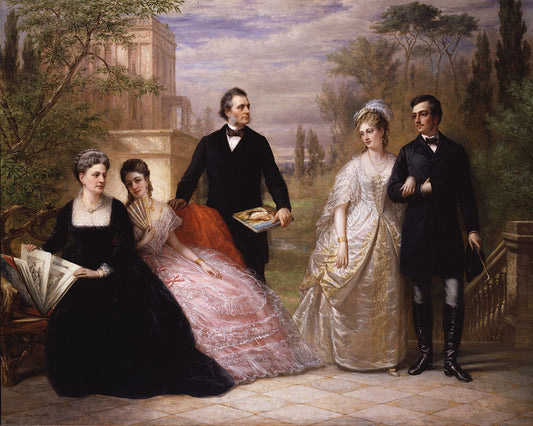 The Field Family in a Garden, vintage artwork by Daniel Huntington, A3 (16x12") Poster Print