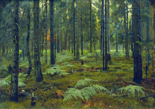Ferns in the Forest, vintage artwork by Stanislav Zhukovsky, 12x8" (A4) Poster