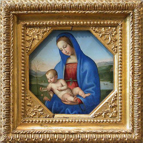 Virgin and Child (after Raphael's Connestabile Madonna), vintage artwork by Giovanni Salvi da Sassoferrato, 12x8" (A4) Poster