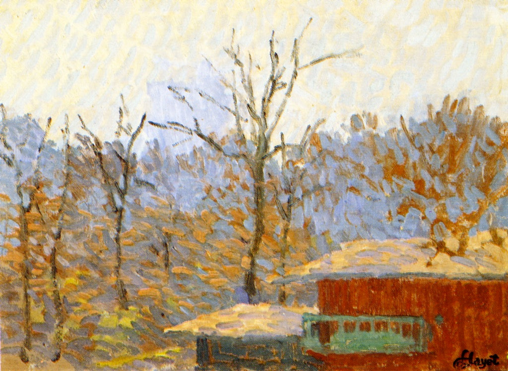 Landscape with Cabin, vintage artwork by Louis Hayet, 12x8" (A4) Poster