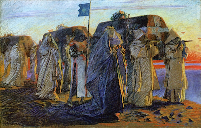 Dirge of the Three Queens, vintage artwork by Edwin Austin Abbey, 12x8" (A4) Poster
