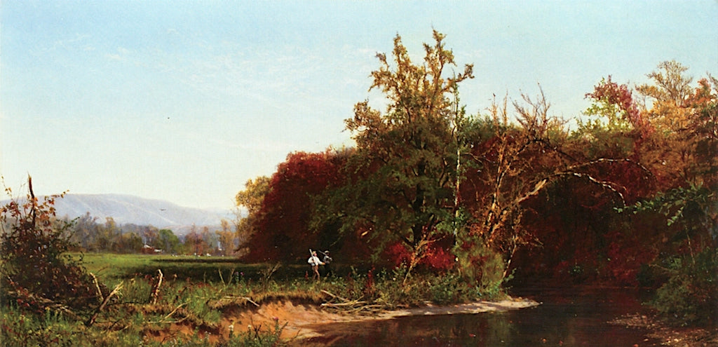 Hunters in a Fall Landscape, vintage artwork by Hugh Bolton Jones, 12x8" (A4) Poster