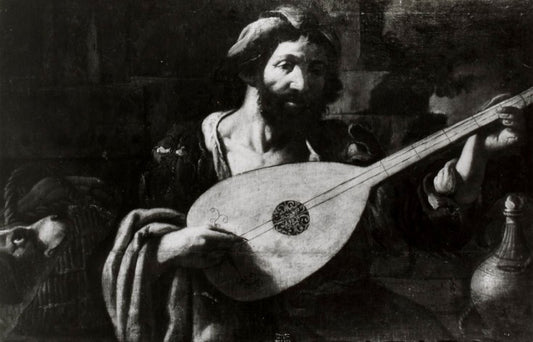 Joueur de colachon, vintage artwork by Guercino, 12x8" (A4) Poster