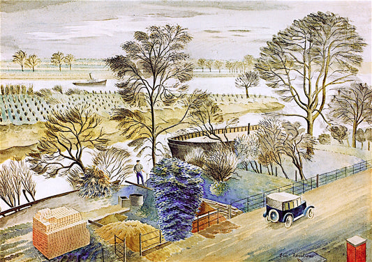 River Thames at Hemmersmith by Eric Ravilious,16x12(A3) Poster