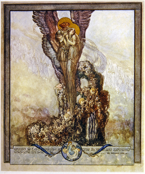 Illustration from Dante's 'Divine Comedy', Paradise, Canto XXIII, vintage artwork by Franz Bayros, 12x8" (A4) Poster