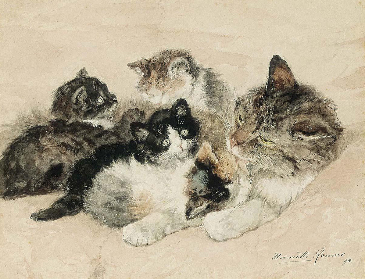 The Favorite, vintage artwork by Henriette Ronner-Knip, A3 (16x12") Poster Print