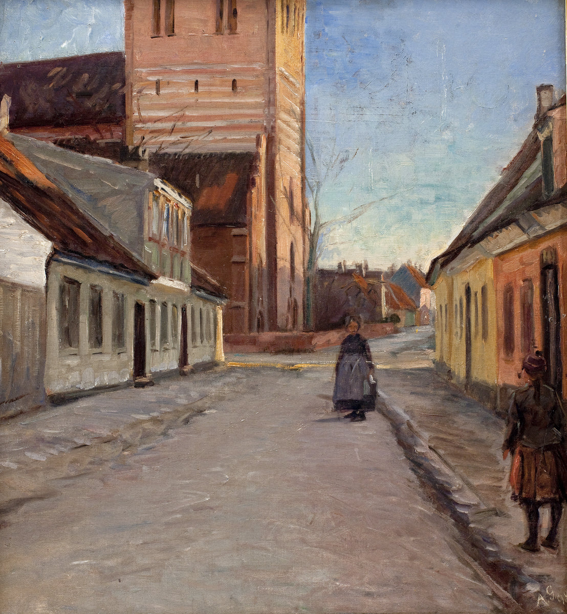 et in Køge with Nicolai Church on Left by Albert Gottschalk,A3(16x12")Poster