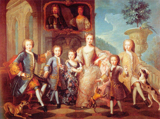 The Family of the Duke of Valentinois, vintage artwork by Pierre Gobert, 12x8" (A4) Poster