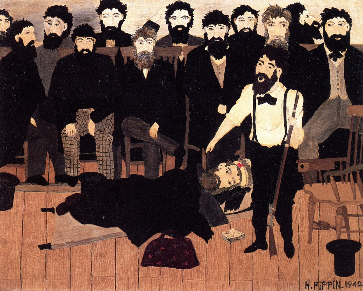 The Trial of John Brown, vintage artwork by Horace Pippin, 12x8" (A4) Poster