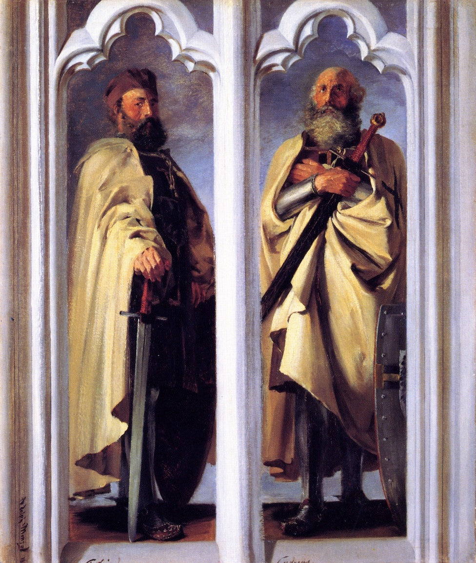 The Grand Masters Siegfried von Feuchtwangen and Ludger von Braunschweig (Sketch), vintage artwork by Adolph von Menzel, A3 (16x12") Poster Print