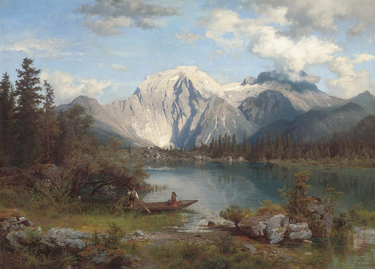 In the Shadows of the Alps, vintage artwork by August Wilhelm Leu, A3 (16x12") Poster Print