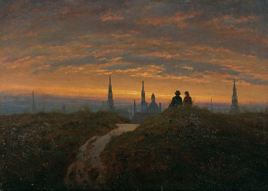 View of Dresden at Sunset, vintage artwork by Carl Gustav Carus, A3 (16x12") Poster Print