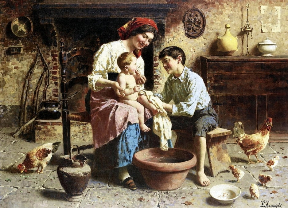 Bathtime by Eugenio Zampighi,A3(16x12")Poster