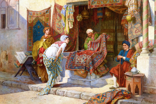 The Carpet Merchant, vintage artwork by Francesco Ballesio, 12x8" (A4) Poster