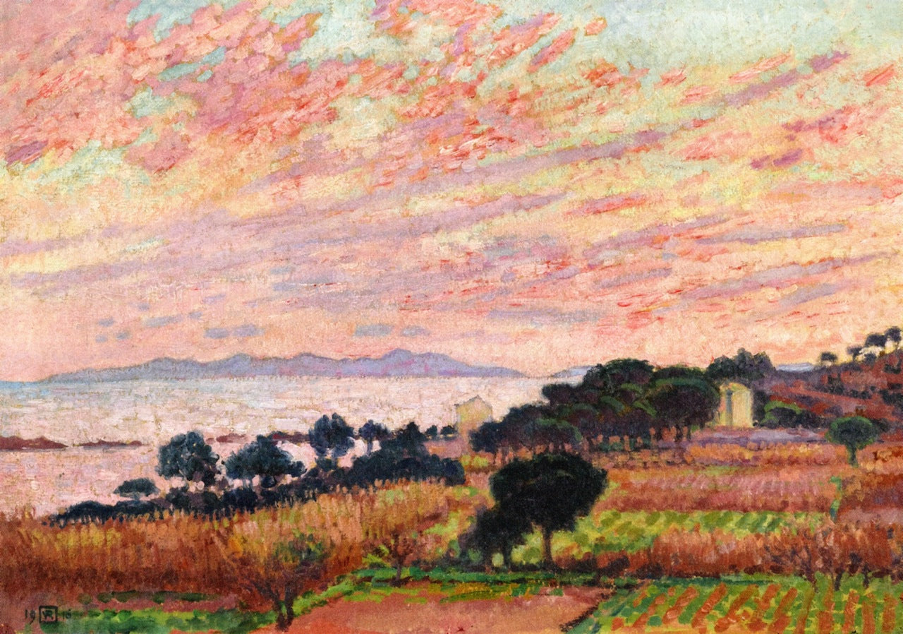 The Bay at Sunset (Saint Clair) by Theo van Rysselberghe,A3(16x12")Poster