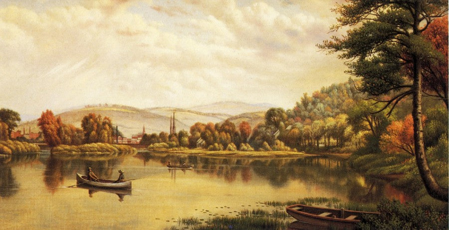 Boating in Autumn, vintage artwork by Levi Wells Prentice, 12x8" (A4) Poster