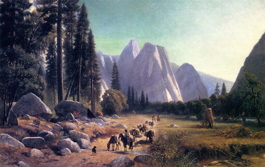 Trappers Entering Yosemite Valley, vintage artwork by William Hahn, 12x8" (A4) Poster