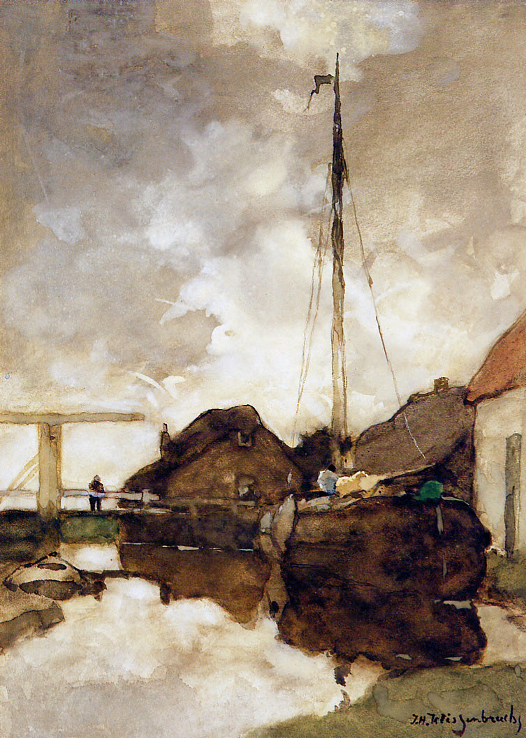 View on canal, vintage artwork by Johan Hendrik Weissenbruch, 12x8" (A4) Poster