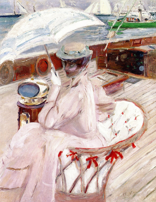 Madame Helleu on Her Yacht, , vintage artwork by Paul Cesar Helleu, 12x8" (A4) Poster