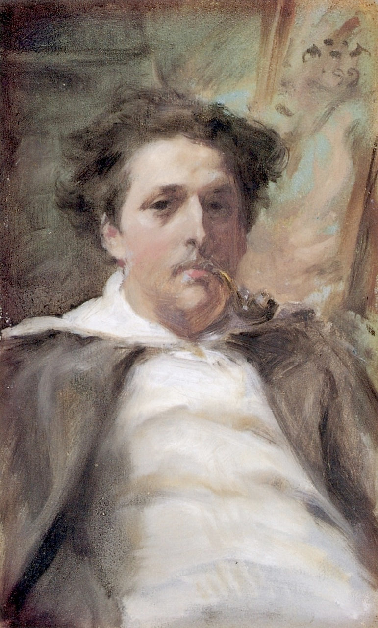 Portrait of a Young Man Smoking a Pipe, vintage artwork by Harper Pennington, 12x8" (A4) Poster