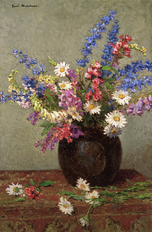 July Flowers, vintage artwork by Gari Melchers, 12x8" (A4) Poster