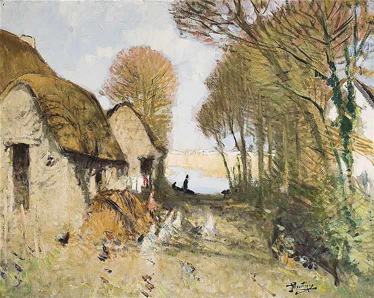 A Farm in Briere, vintage artwork by Pierre-Eugène Montezin, 12x8" (A4) Poster
