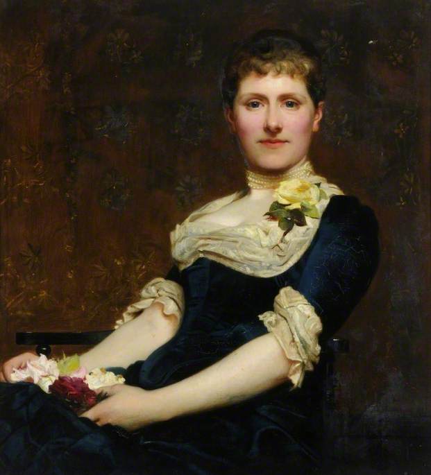 Mrs Champney, vintage artwork by Philip Hermogenes Calderon, 12x8