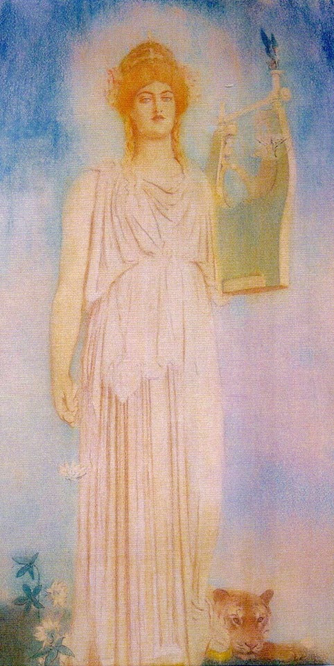 Orphee, vintage artwork by Fernand Khnopff, 12x8" (A4) Poster