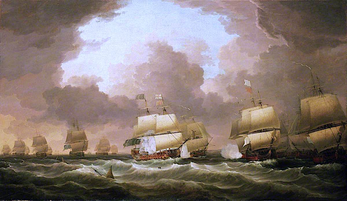 The Battle of Quiberon Bay, 20 November 1759, vintage artwork by Dominic Serres, 12x8" (A4) Poster