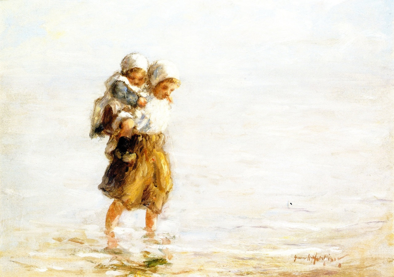 Piggy Back Ride, vintage artwork by Robert Gemmell Hutchison R.S.A. R.S.W., 12x8" (A4) Poster