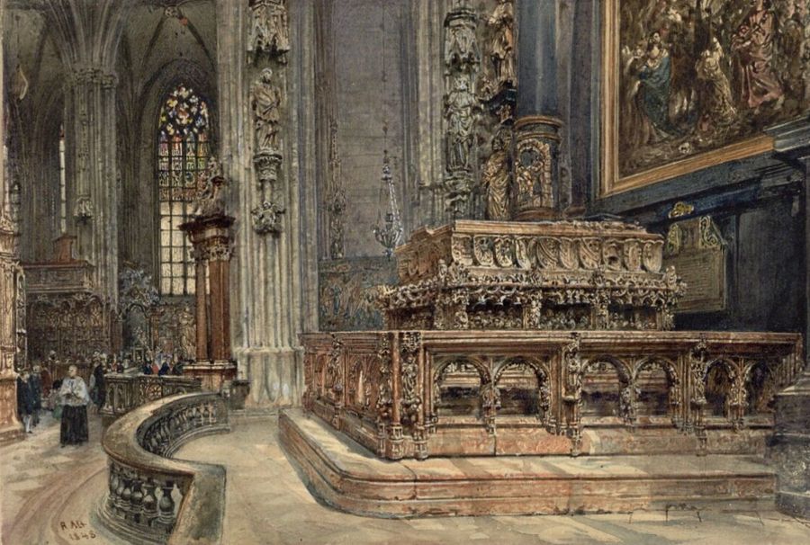 Tomb of Frederick III in the Stephanskirche, vintage artwork by Rudolf von Alt, A3 (16x12") Poster Print