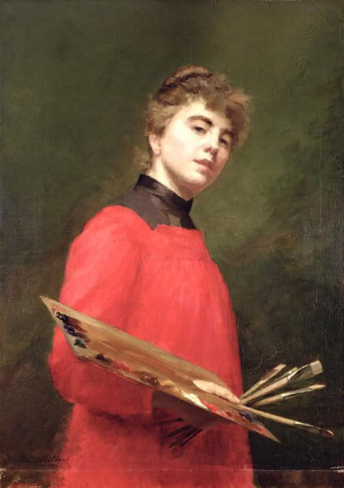 Self portrait, vintage artwork by Emily Maria Eardley Childers, 12x8" (A4) Poster