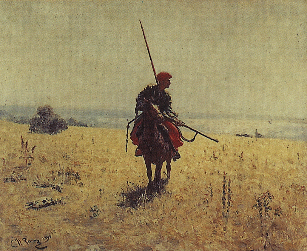 Cossack in the Steppe, vintage artwork by Ilia Efimovich Repin, 12x8" (A4) Poster