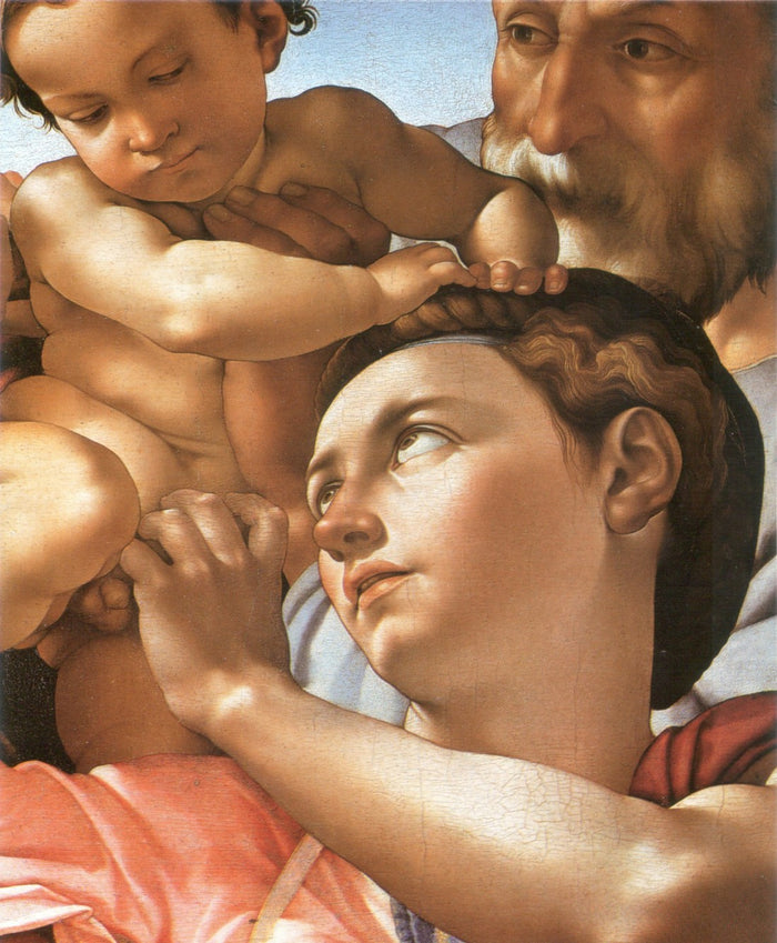 The Holy Family with the infant St. John the Baptist (Detail), vintage artwork by Michelangelo, A3 (16x12
