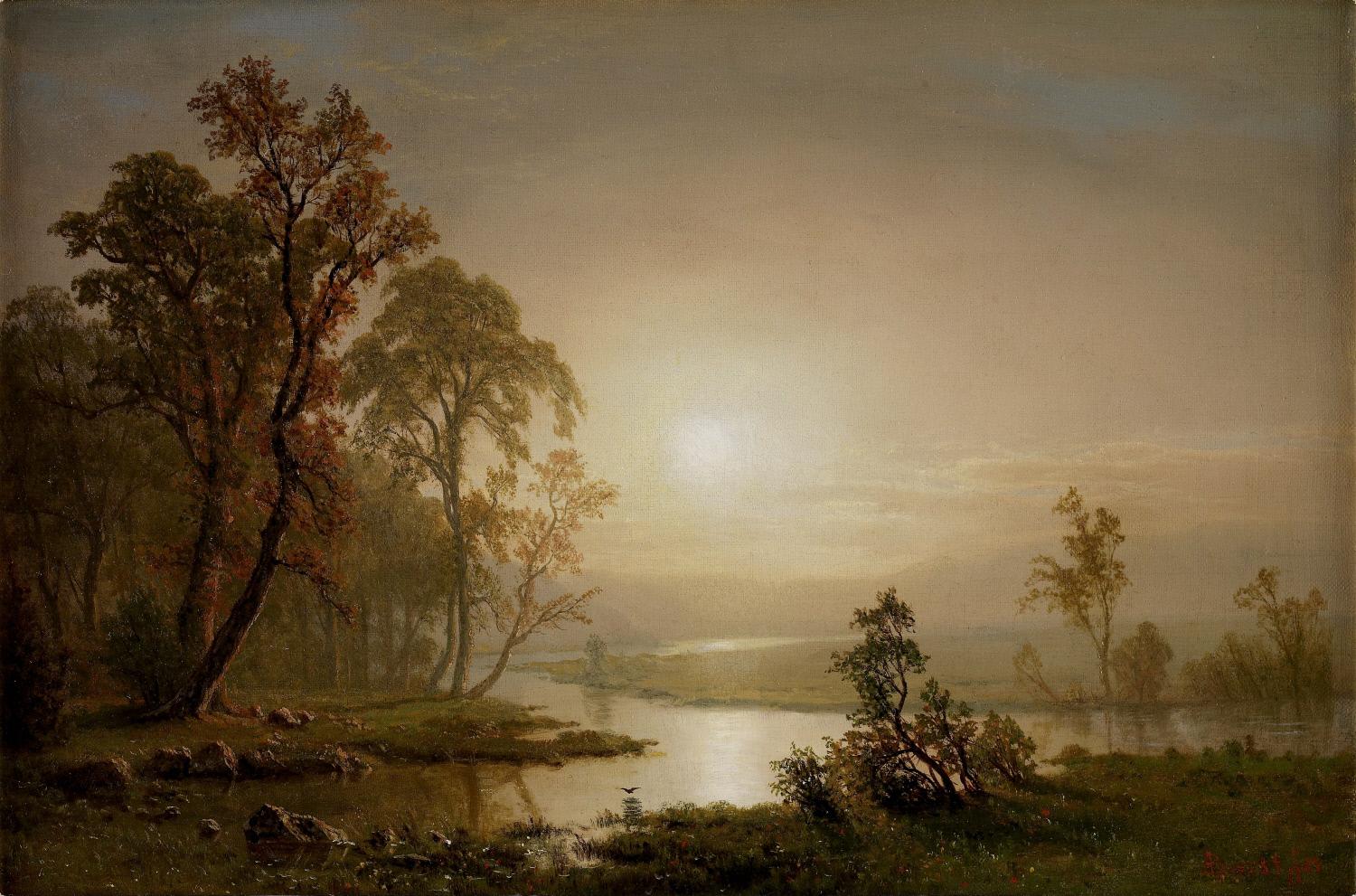 Across the Prairie, vintage artwork by Albert Bierstadt, 12x8" (A4) Poster