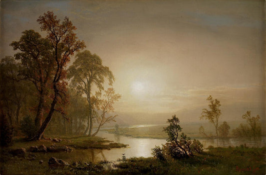 Across the Prairie, vintage artwork by Albert Bierstadt, 12x8" (A4) Poster