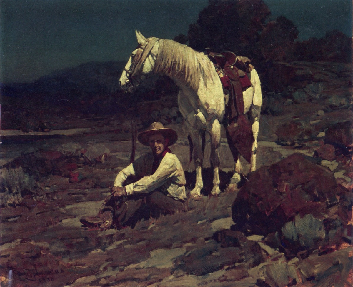 Ranchero, vintage artwork by Frank Tenney Johnson, 12x8" (A4) Poster
