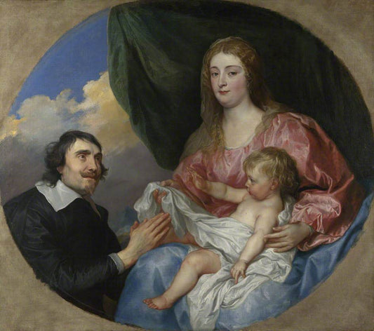 The Abbe Scaglia Adoring the Virgin and Child, vintage artwork by Anthony van Dyck, 12x8" (A4) Poster