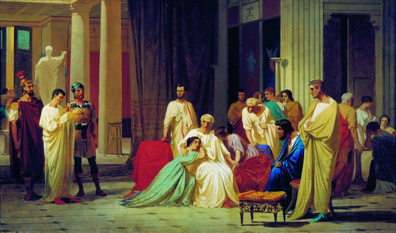 Reading the Death Sentence to Thrasea Paetus, vintage artwork by Fedor Bronnikov, 12x8" (A4) Poster