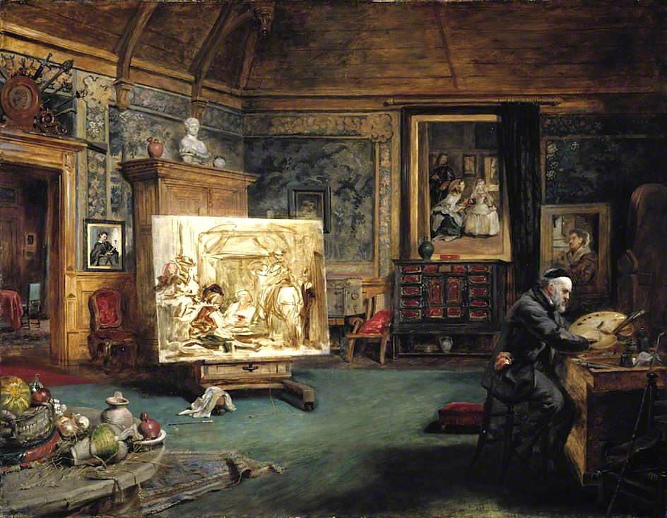 John Phillip, Artist, in his Studio, vintage artwork by John Ballantyne, A3 (16x12") Poster Print