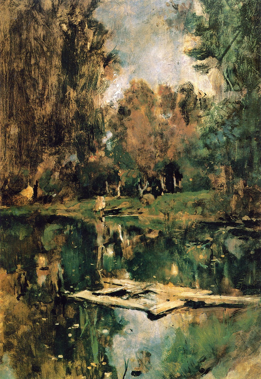 Pond in Abramtsevo (study), vintage artwork by Valentin Serov, 12x8" (A4) Poster
